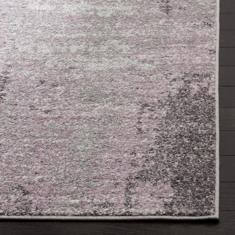Riebe Light Gray/Purple Area Rug, Round 6'