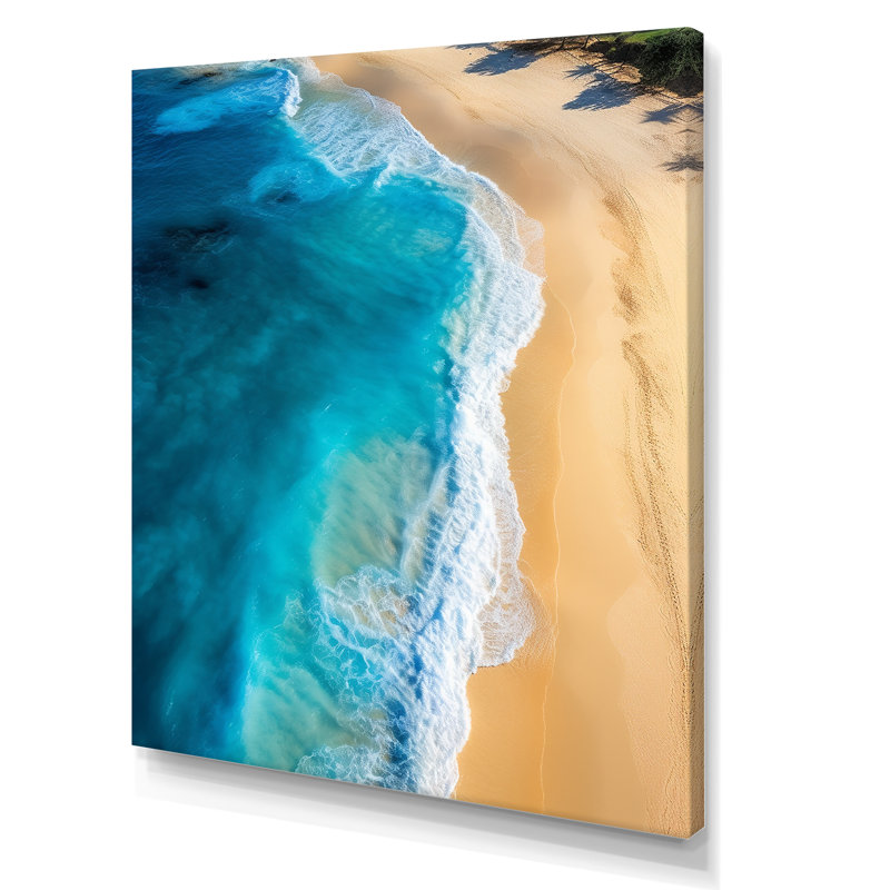 Vagues, plage aérienne, évasion IV - art mural plage, Toile tendue, H 40 po x l 30 po x P 1,5 po