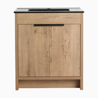 30" Freestanding Bathroom Cabinet With Basin & 2 Soft-Close Cabinet Doors ((KD-PACKING),BVB02430IMO-BL9075BK