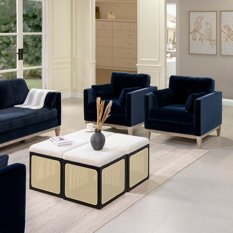 Pera Upholstered Armchair, Dark Navy Blue Velvet