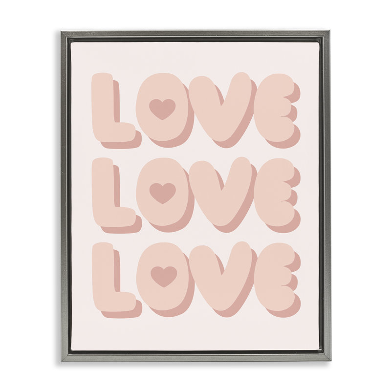  «Love with Hearts», art mural encadré par Daphne Polselli, Cadre flottant gris lustré, H 31 po x l 25 po