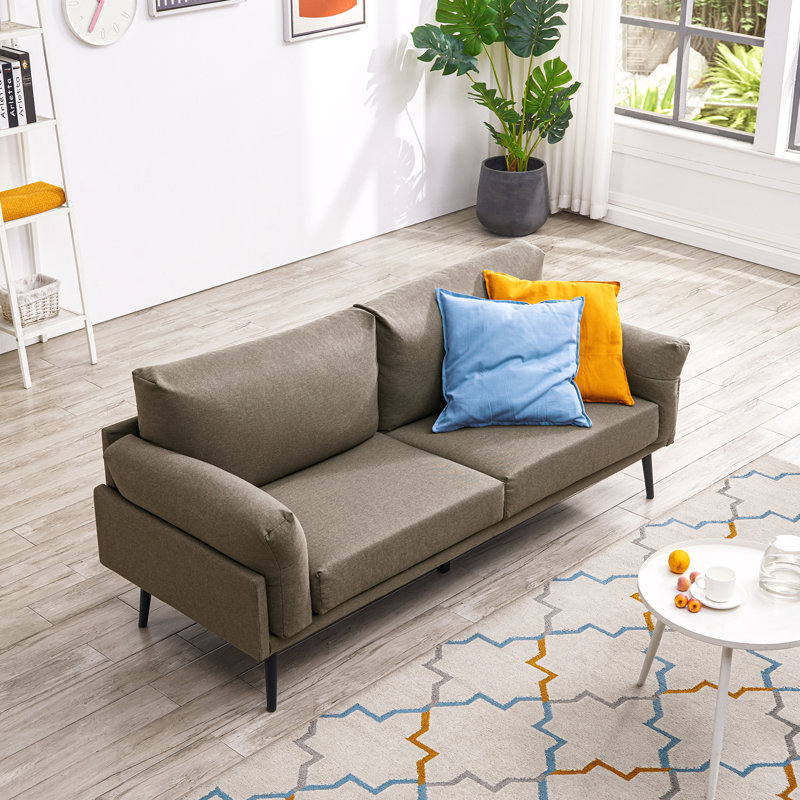 3 Seater Linen Sofa, Light Brown