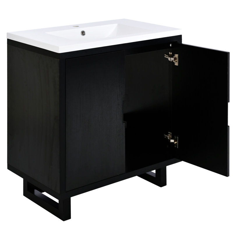Ensemble de meuble-lavabo 30 po avec lavabo en céramique, porte et armoire de rangement