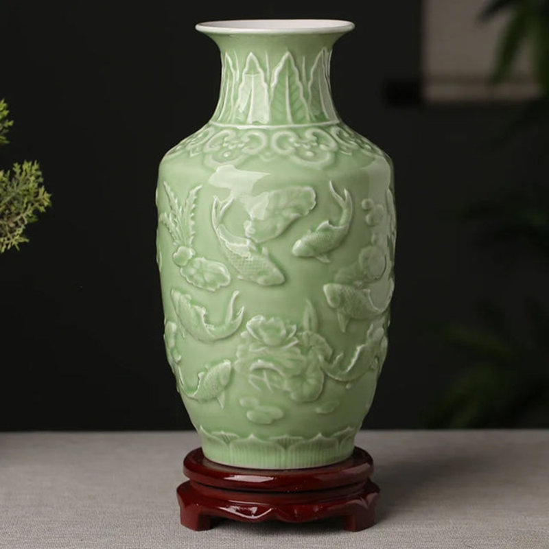 Hand-Painted Ceramic Zen Tabletop Vase for Flower Arrangement