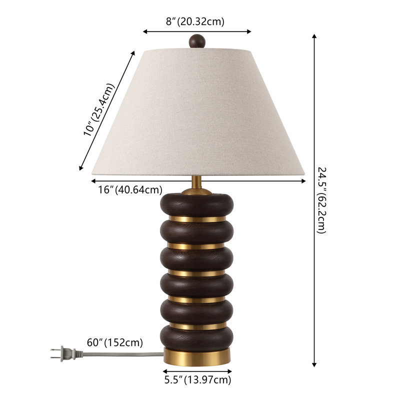 Brea Arani 25 Inch Resin Table Lamp, Dark Brown/Brass