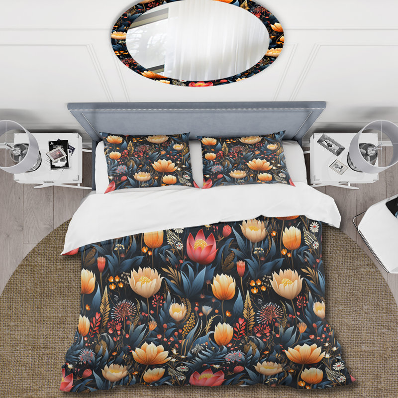 Whimsical Bohemian Bliss Floral Pattern VII - Ensemble de housse de couette à motif floral