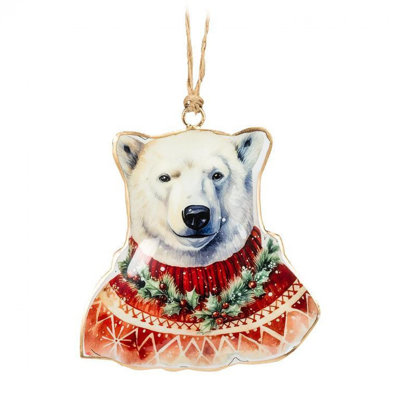 Polar Bear In Sweater Ornament