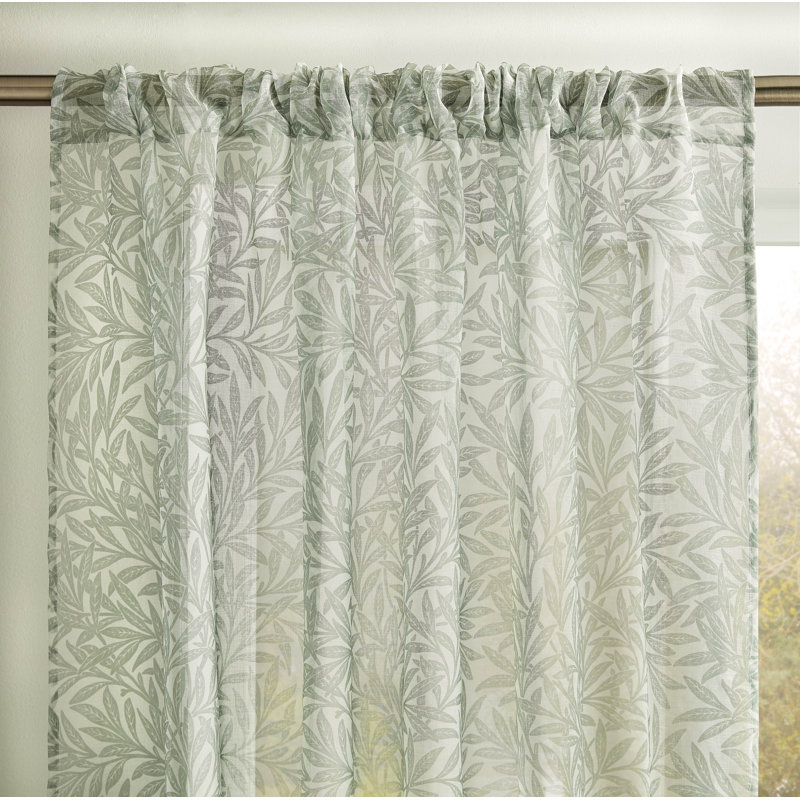 ORIGINAL WILLOW VOILE PANEL CURTAIN, Green, 137cm W x 229cm L