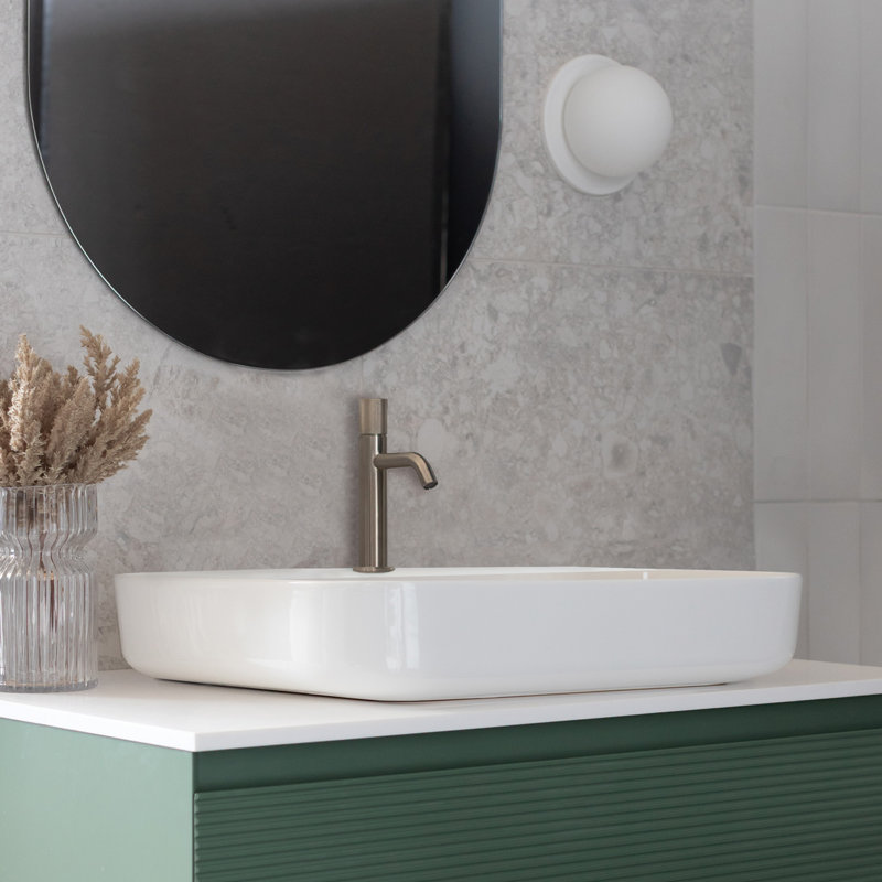 Lavabo de salle de bain rectangulaire en céramique blanche