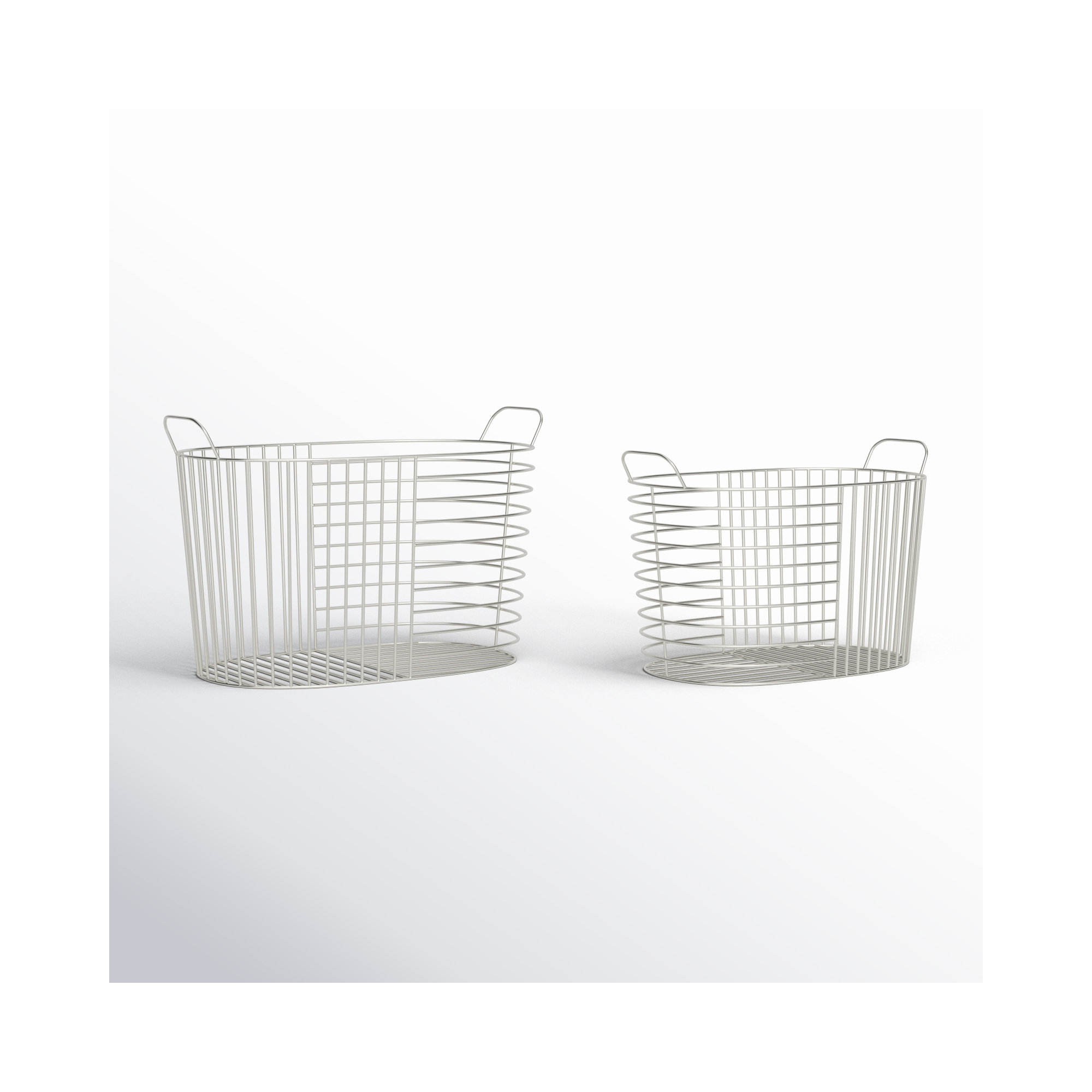 Abbie Metal Decorative Basket - Set of 2, 14.15" H x 21.4" W x 12.15" D, Silver