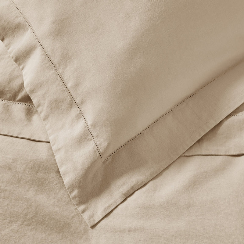 Luxury Linen Blend Edged Duvet Covers, Single Duvet Cover, Stone