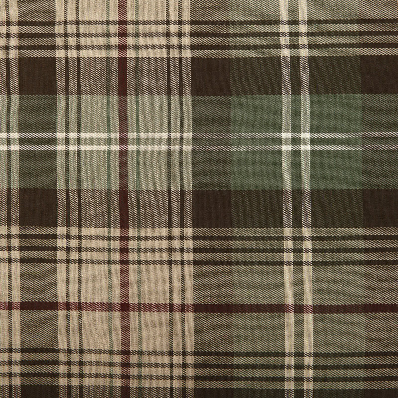 Twin Brown Cotton Plaid Comforter Set with Textured Accents
