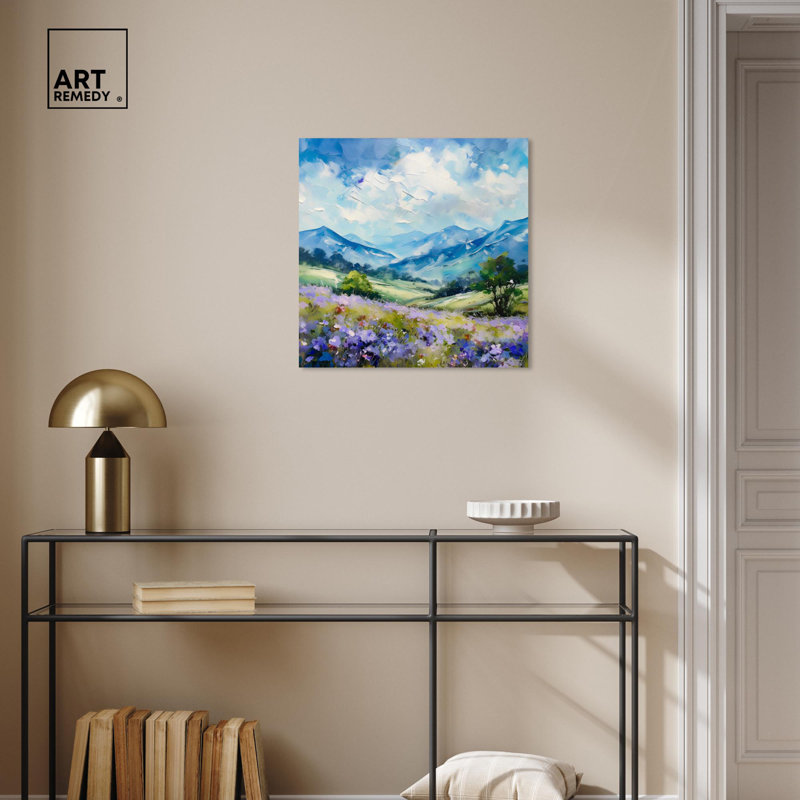 Field of Dreams Blue and Green Abstract Canvas Wall Art