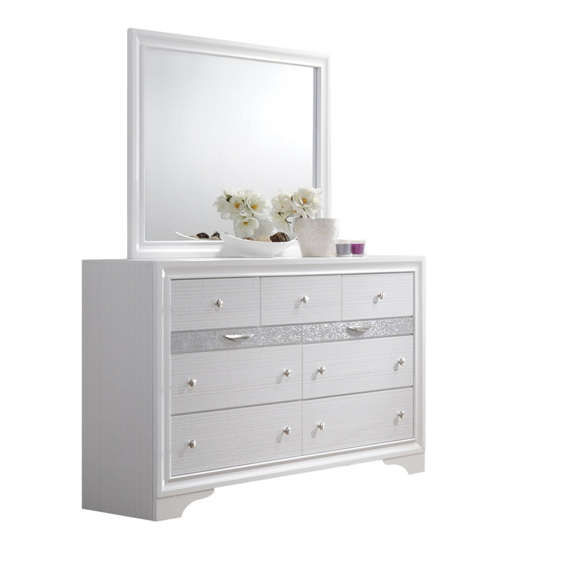 Commode 7 tiroirs Traditional en bois blanc