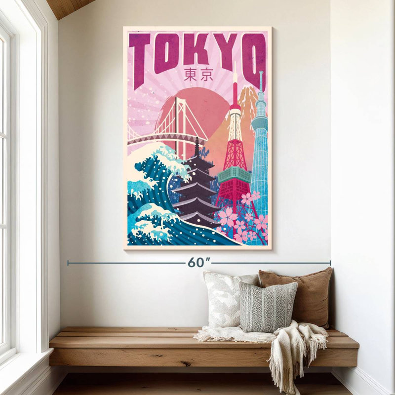 Affiche rétro de Tokyo, H 51 po x l 34 po