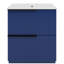 Meuble-lavabo bleu de 30 po avec lavabo en céramique, système double, trous de robinet pré-percés de 8 po et structure résistante avec conception cannelée, tiroirs d'extension, panneau de connexion de comptoir brillant entre les tiroirs-1758079234