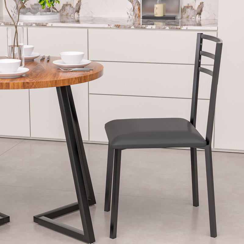 Modern Round Dining Table Set For 4 Dining Room Chair With Metal Legs, Brown, Black