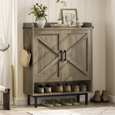 5-Tier Shoe Cabinet with Barn-Inspired Doors