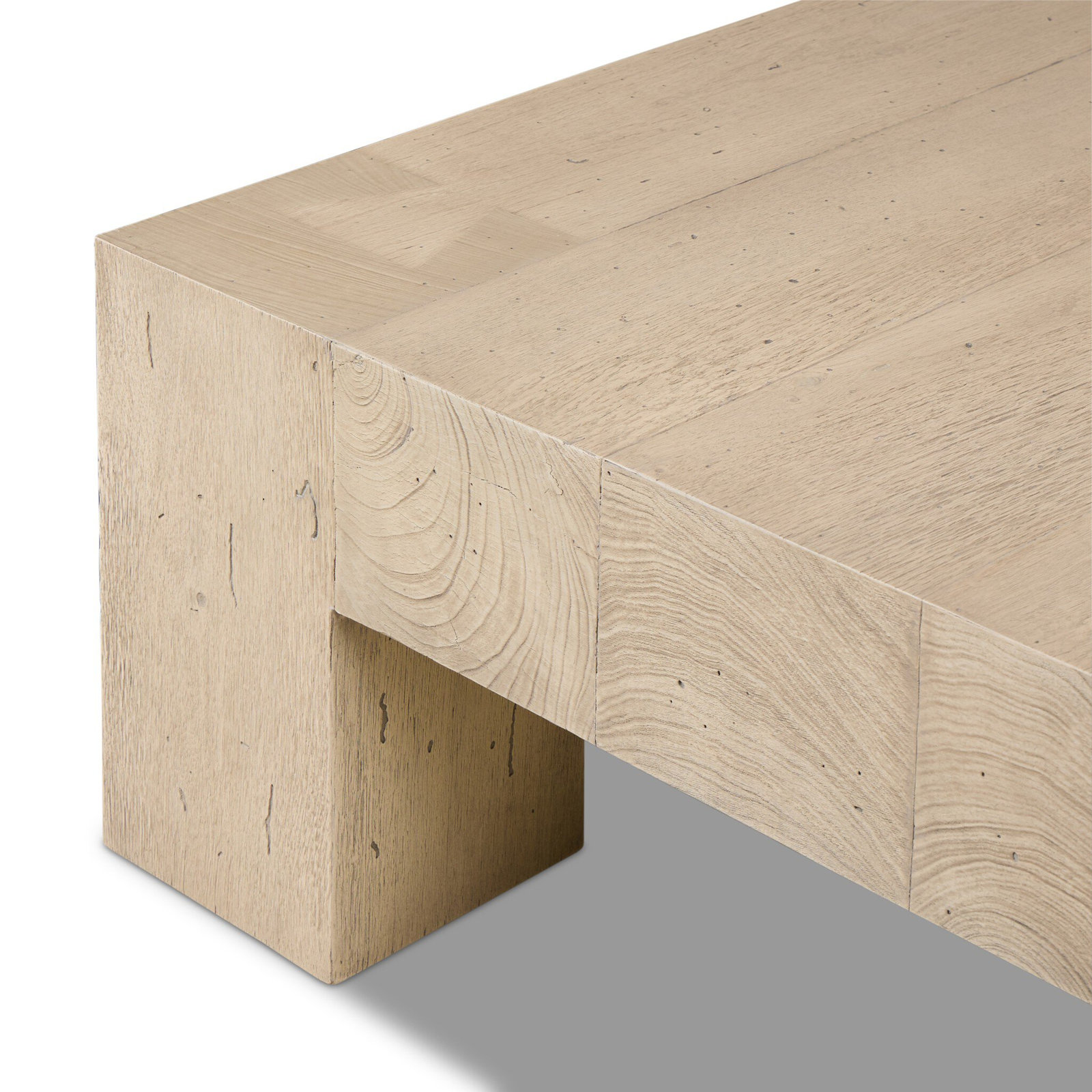 Lockney Single Coffee Table, Whitewash Rustic Wormwood Oak
