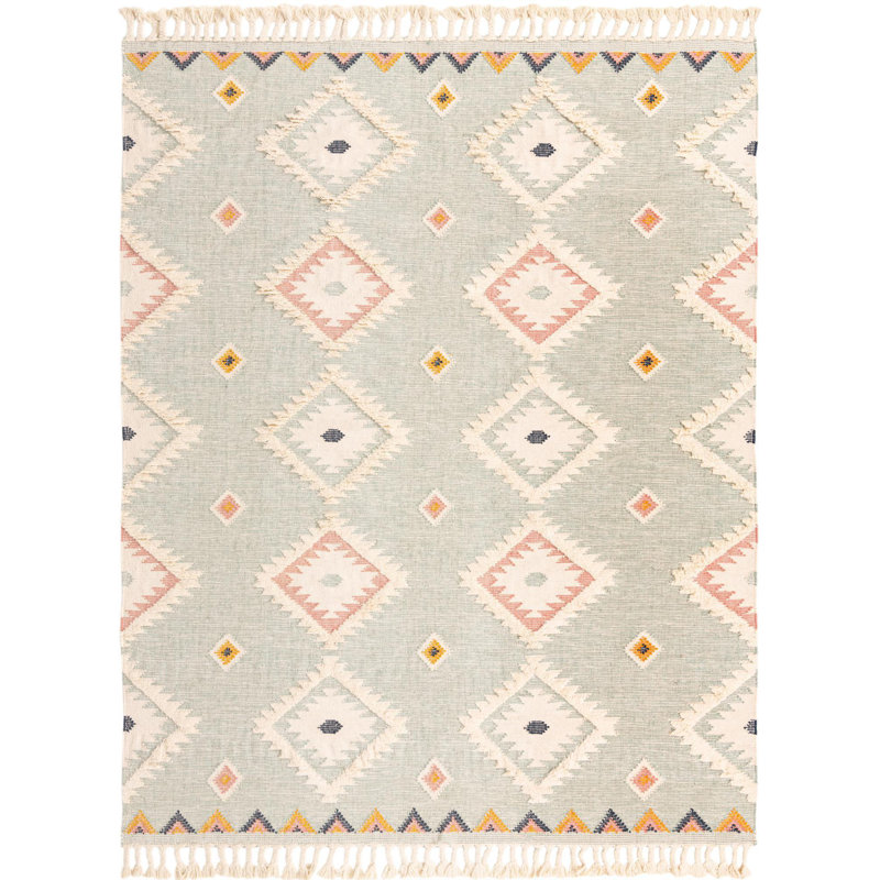 Tapis de couloir contemporain Annonciata couleur mer, Rectangle 10 pi x 13 pi 1 po