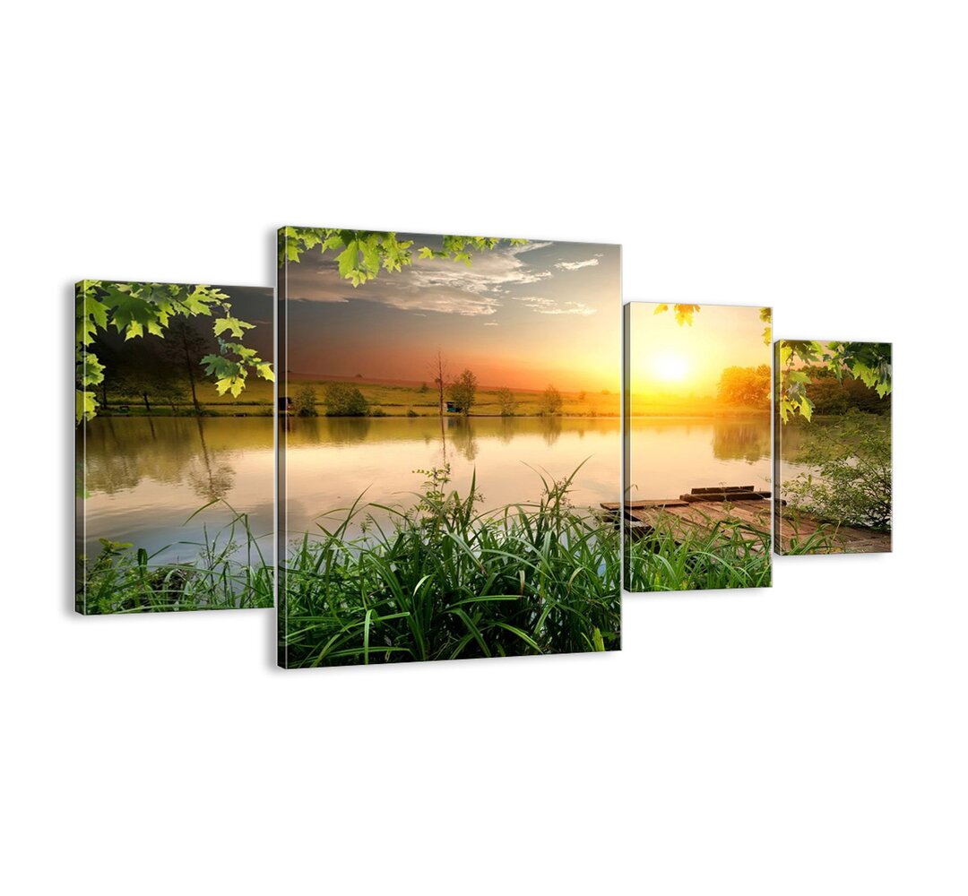 4-tlg. Leinwandbilder-Set - Fotografie „Landscape in a Green Frame”