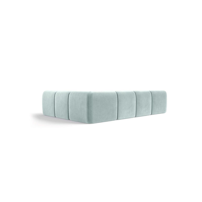 6 Seater Velvet Sofa & Chaise, Left Hand Facing, Blue Velvet