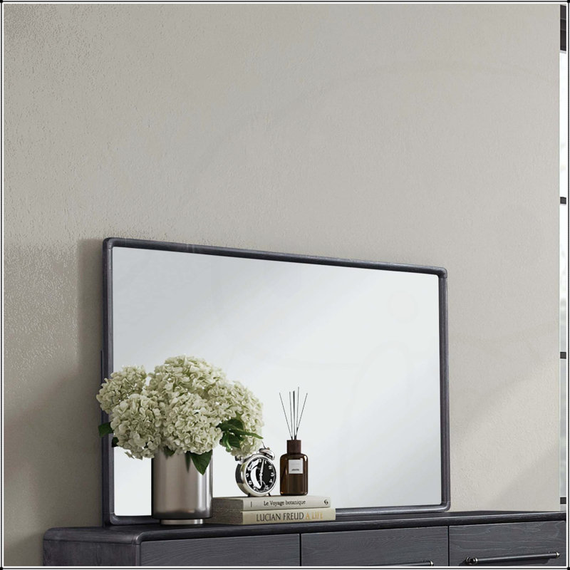 Miroir rectangulaire en bois, 26,75 po x 54 po, Noir