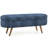 Oval Dark Blue Storage Bench With And Exotic Rubber Wood Legs, 250Lbs Capacity, Hand - Made, For Footrest Or Seating Option Frame Of Place-342287692