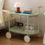 Chariot de rangement Moon pour le salon et la cuisine, chariot mobile nordique avec tablette double couche, structure en forme de T, 0 odeur, petit îlot, chariot de cuisine de forme rectangulaire, espace de tablette de style,