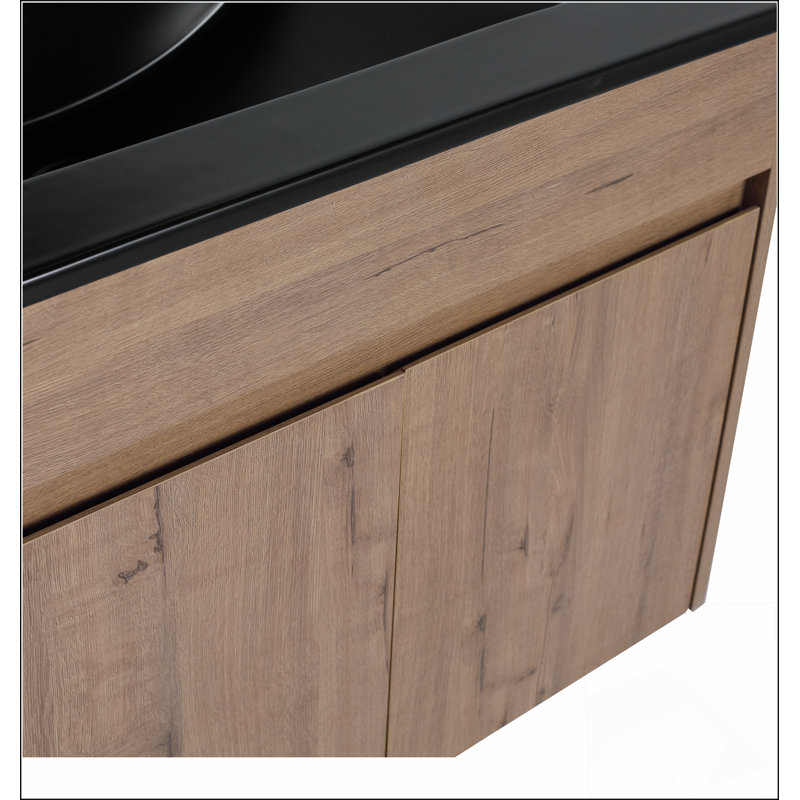 Meuble-lavabo de salle de bain avec lavabo en céramique blanc et tablette ajustable