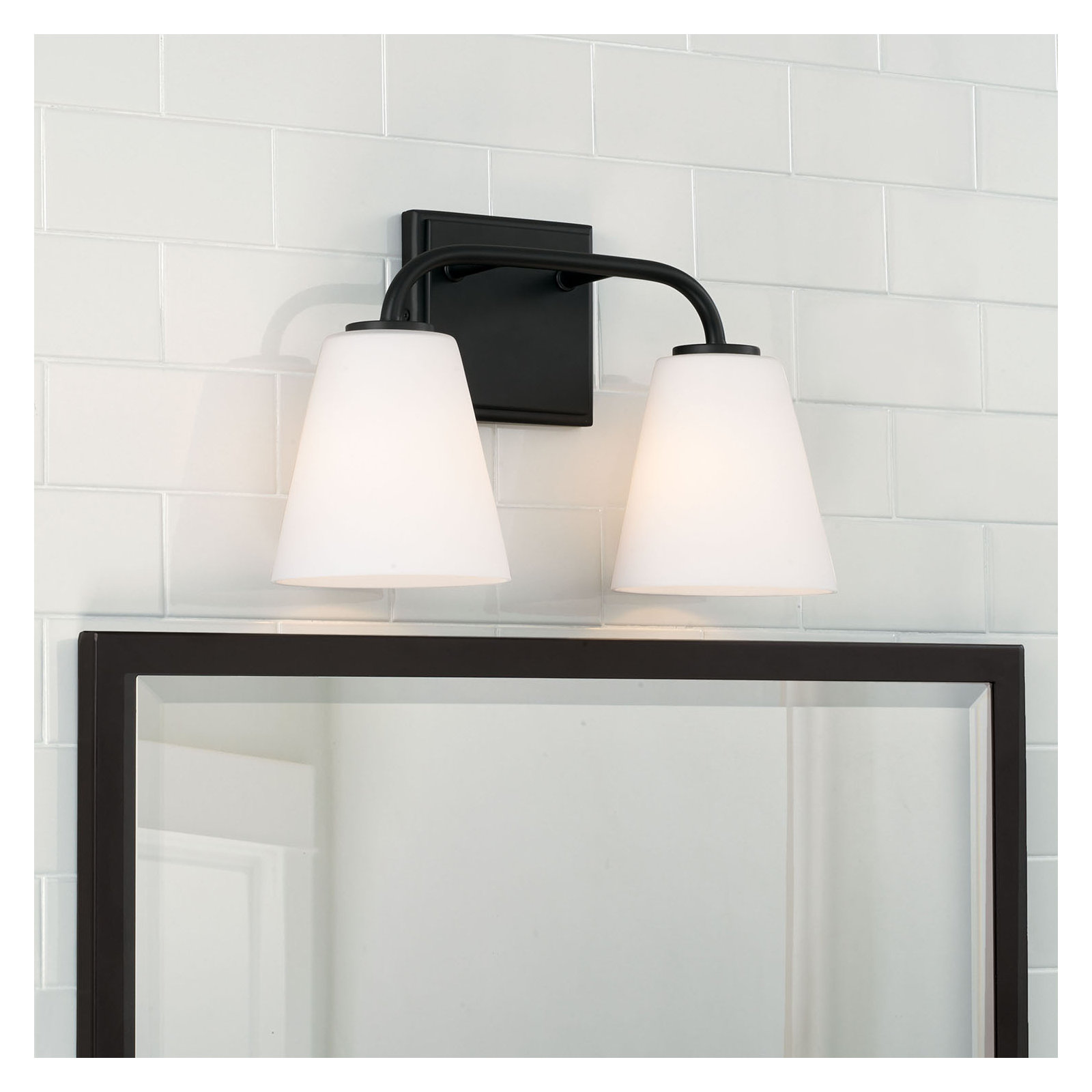 Crete 2 Light Frosted Dimmable Vanity Light, Matte Black