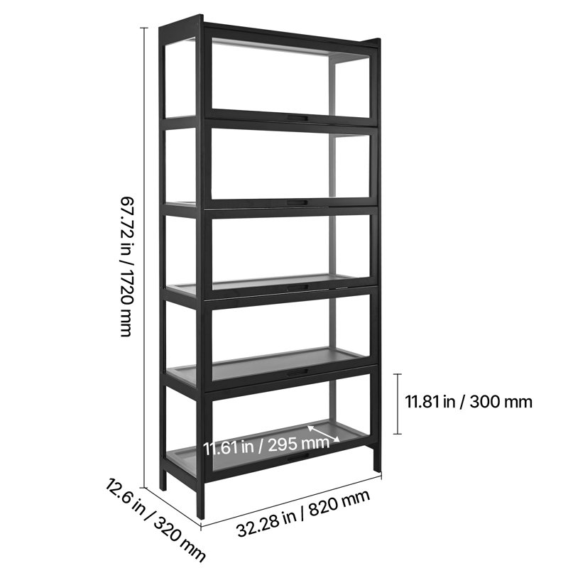 Display Cabinet with Acrylic Doors, 68 in Tall 5-Tier Curio Cabinet, Natural Wooden Fame, Collectibles Toy Organizers Rack & Display Case, Bookshelf for Home, Office, Playroom, Living Room