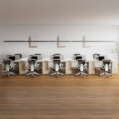 Okeysen 10 Person Benching Workstation & 10 BIFMA Certified Office Chairs Set