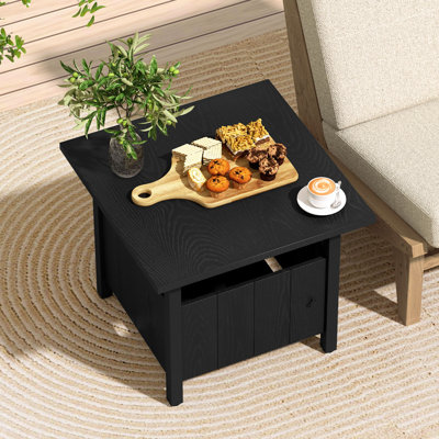  2PCS Outdoor Side Table w/ 1.89'' Umbrella Hole Patio Umbrella Table Base Stand
