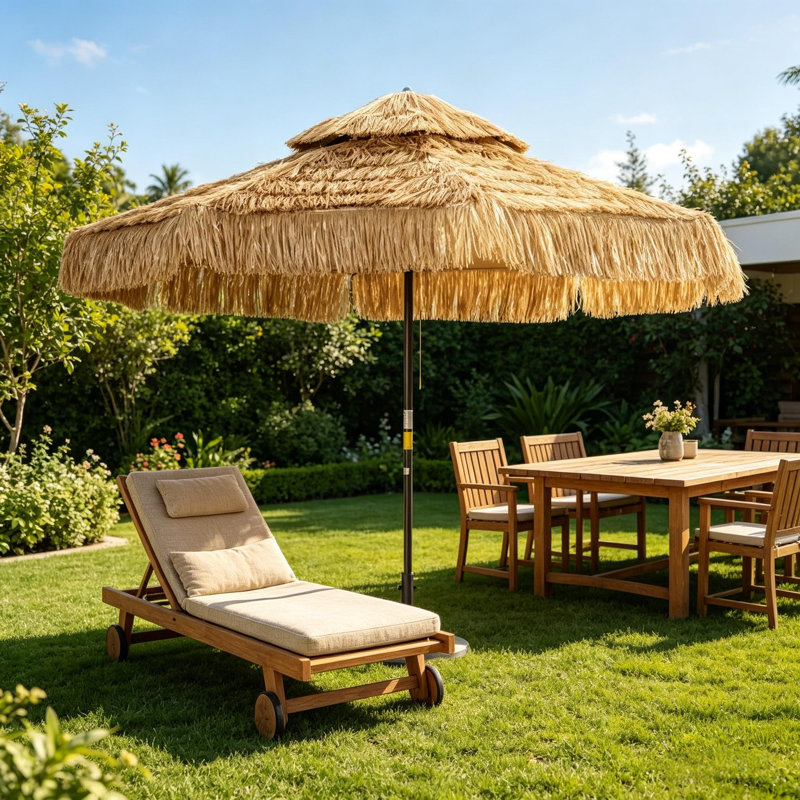 Parasol de jardin à motif de paille, parasol d'extérieur de style hawaïen, parasol de patio sans base