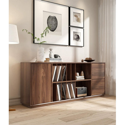 Buffet scandinave en bois de pin massif avec rangement ouvert