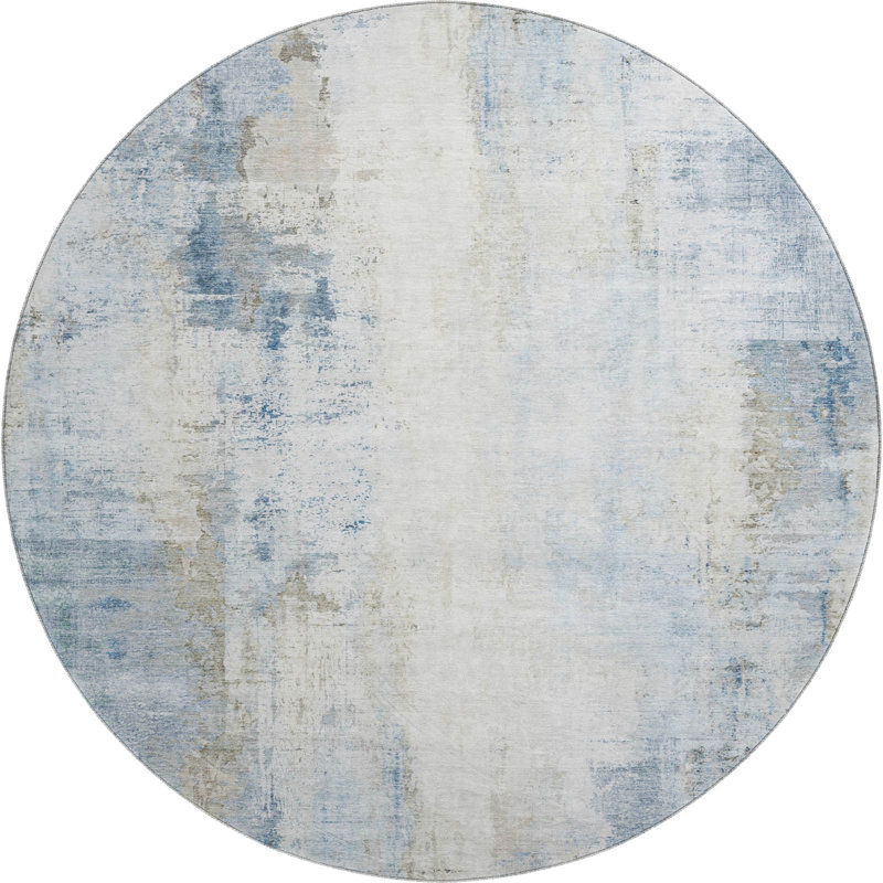 Premium Machine Washable Mayfield  modern Rug, Blue, 8' Round
