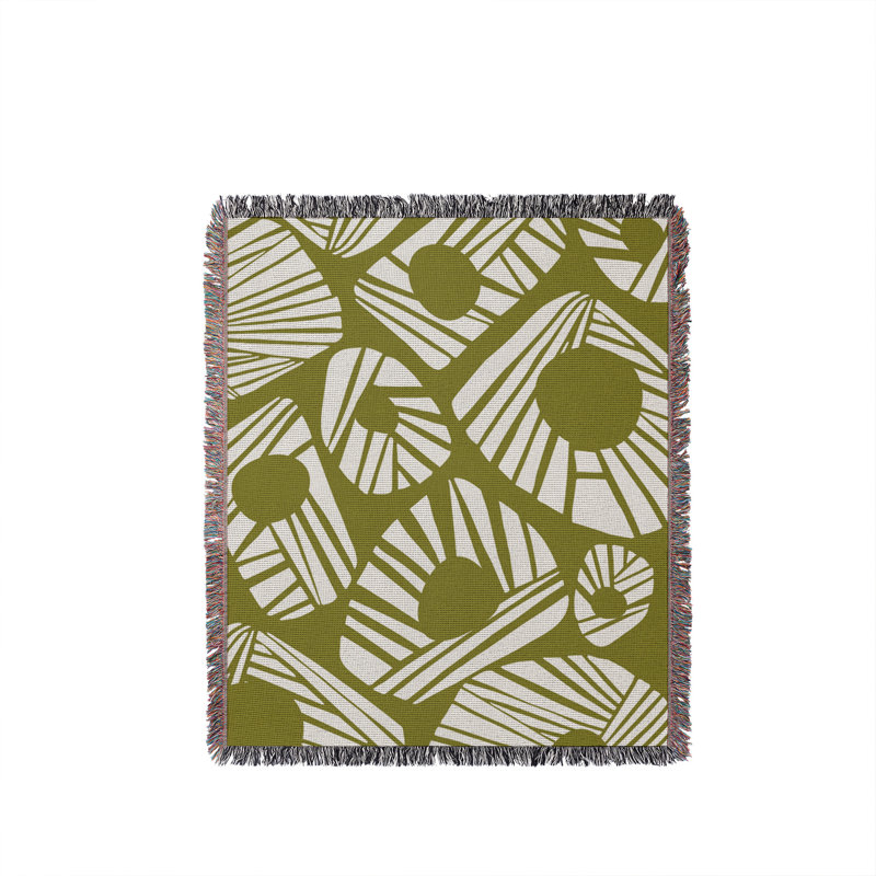 Jeté en coton à imprimé abstrait Kio, Chartreuse, 60 po x 80 po