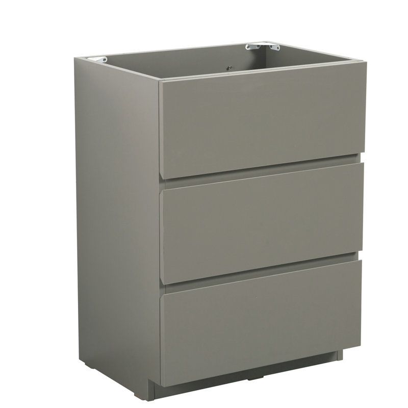 Armoire de salle de bain, grise, 3 tiroirs, pré-assemblée, augmente la capacité de rangement, armoire grise ergonomique sans lavabo, maximise l'espace,