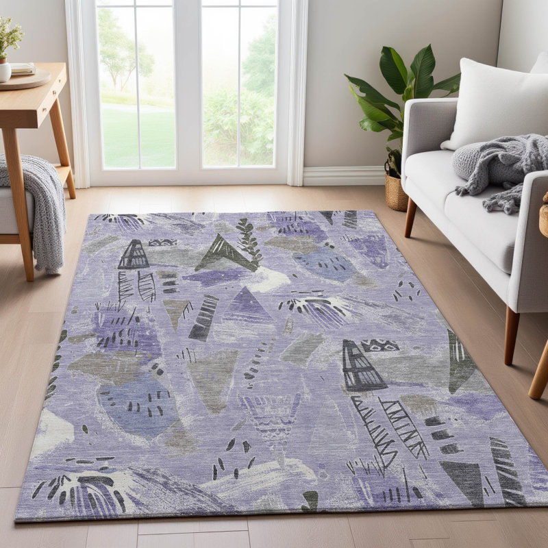 Premium Machine Washable Harjo AMF1573 Modern Rug, Rectangle 8' x 10'