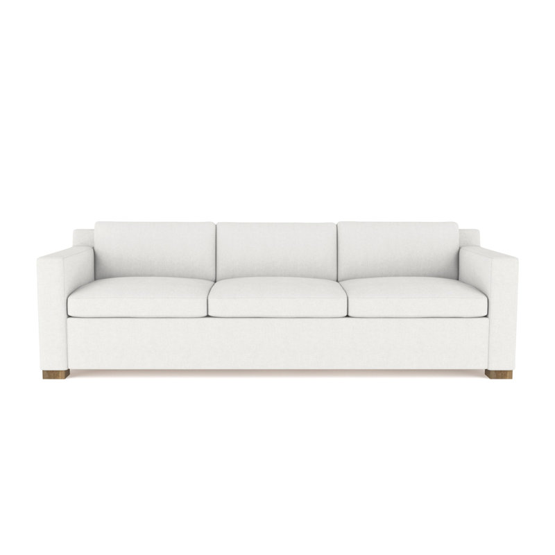 Canapé Mercer, H 33,5 po x l 108 po x P 39 po, Lin Box Weave blanc, Patiné