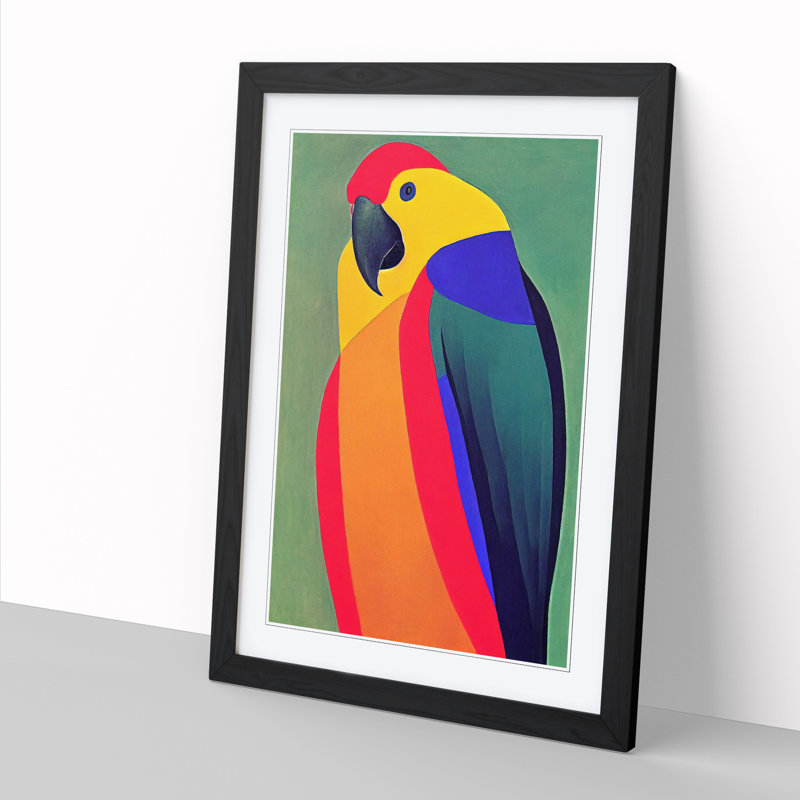 Parrot Abstract Vol.1 - Single Picture Frame Print, 34cm H x 25cm W x 2cm D, Walnut