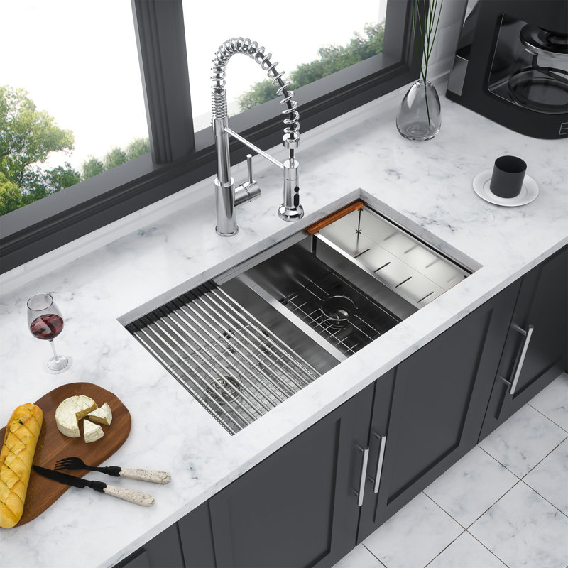 Undermount Sink- 32" X 19" X 10" Double Bowl  Kitchen Sink  16 Gauge With Two 10" Deep Basin