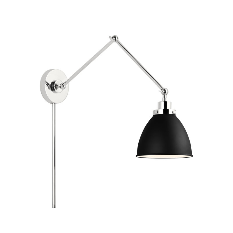 Wellfleet 1 - Light Armed Sconce, Midnight Black, Polished Nickel