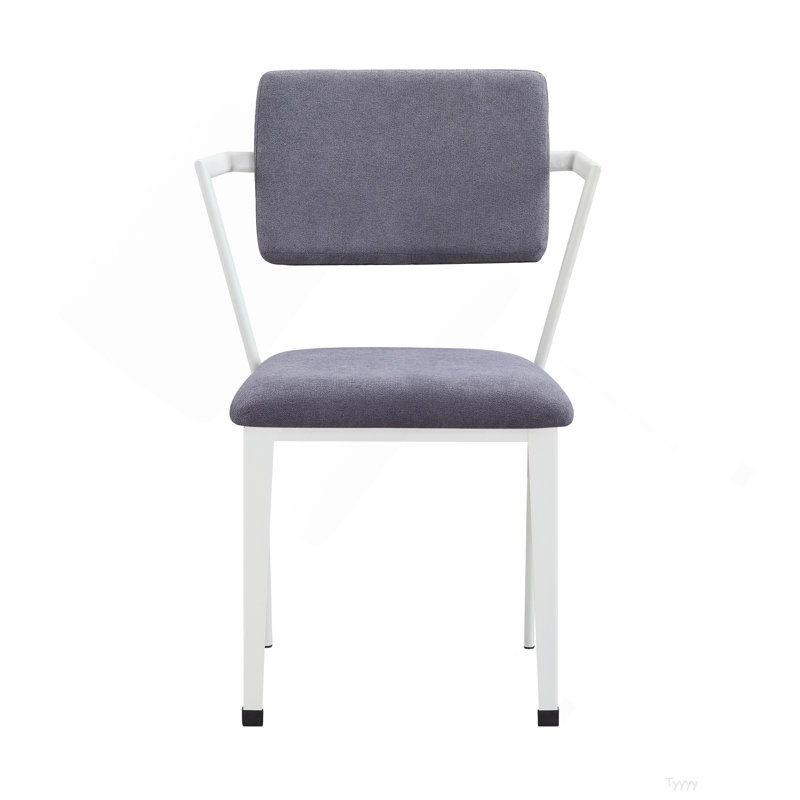 Chaise de bureau en tissu gris cargaison et finition blanche, Blanc
