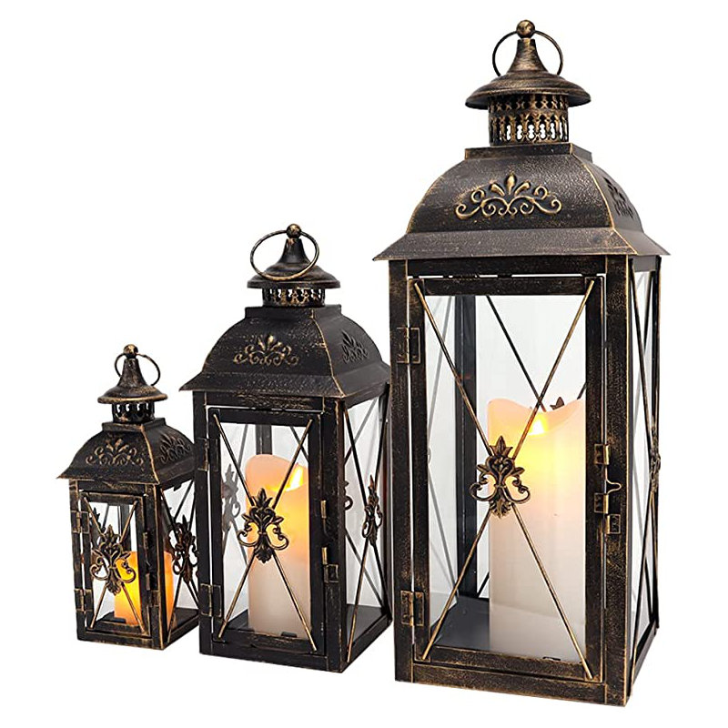 Metal Tabletop Lantern, Black