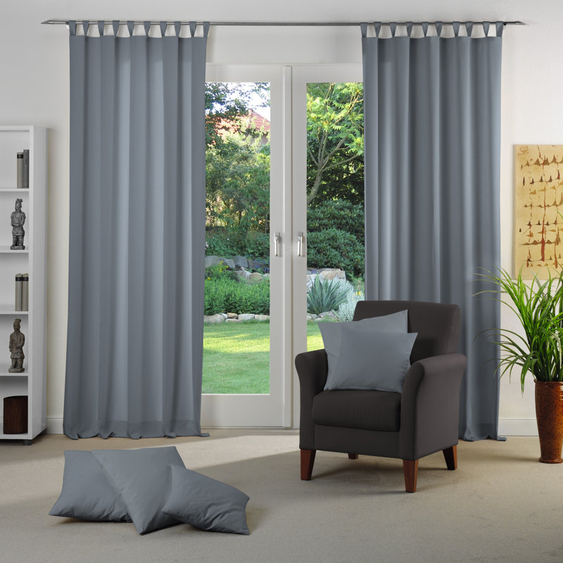 Uni Collection Light 100% Cotton Opaque Tab Top Single Curtain Panel, Royal blue, 142cm wide x 295cm high