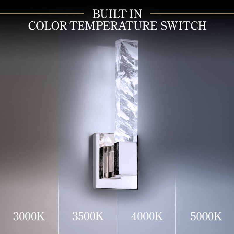 Baton 1 Light Crystal LED Wall Sconce, Polished Nickel