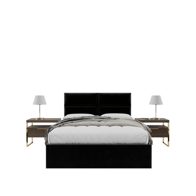 Sapan Upholstered Headboard, Queen, Velvet Micro Fiber Black