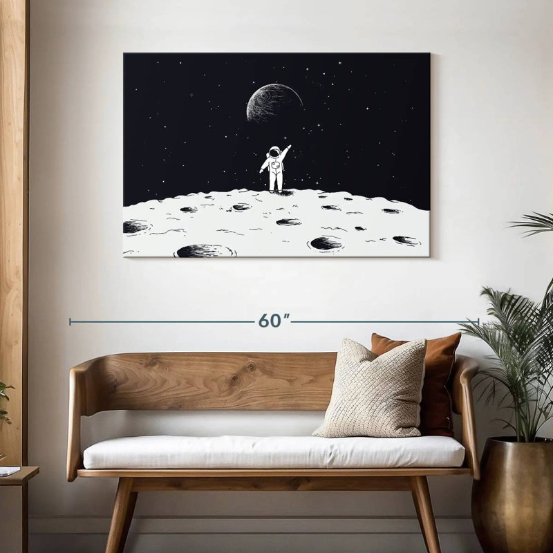 Oberle astronaute sur la lune, H 30 po x l 45 po